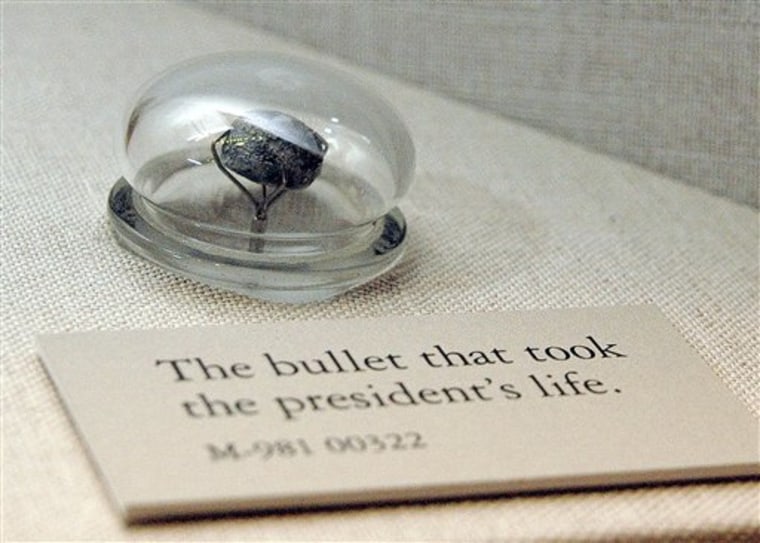 This undated handout photo provided by the National Museum of Health and Medicine shows the bullet that killed President Abraham Lincoln on April 15, 1865, and is among the items on display at the National Museum of Health and Medicine in Silver Spring, Md. The military museum recently moved to its new home in Silver Spring due to the closing of the nearby Walter Reed Army Medical Center in Washington.
